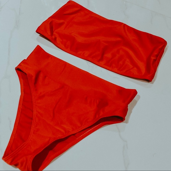 Other - Red Strapless High Waisted Bikini Swimsuit